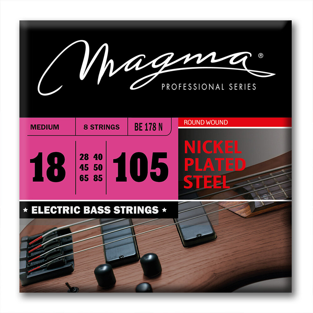 Magma Strings BE178N Струны для 8-струнной бас-гитары 45/18-105/50, Серия: Nickel Plated Steel, Обмотка: круглая, никелированая сталь, Натяжение: Medi