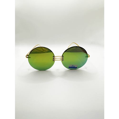Солнцезащитные очки , круглые, складные, поляризационные, с защитой от УФ, золотой