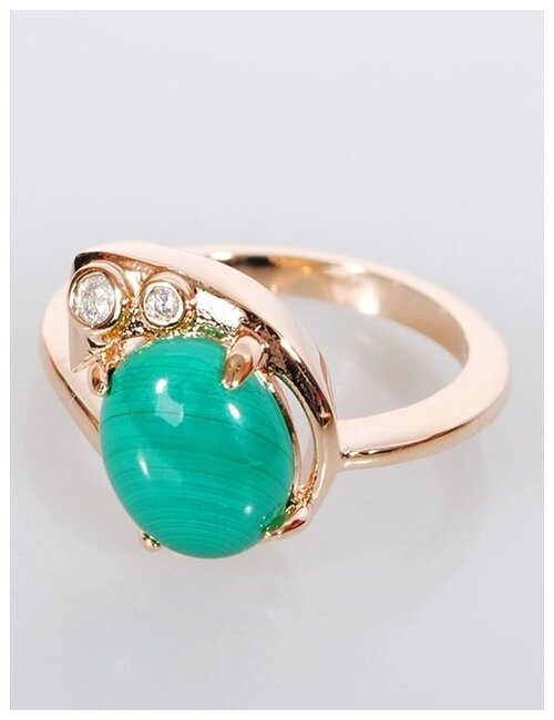 Кольцо помолвочное Lotus Jewelry, малахит, размер 18, зеленый