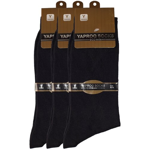Носки Yaproq, 3 пары, размер 40-44, черный носки мужские yaproq комплект 2 пары высокие классические цвет черный размер 40 44