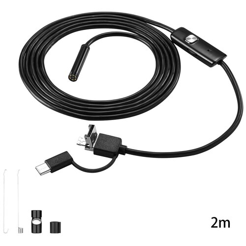 Водонепроницаемый эндоскоп DEKO WEC-2, 2м, Micro USB, USB, Type-C