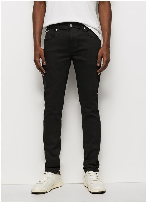 Джинсы скинни Pepe Jeans, прилегающий силуэт, низкая посадка, размер 33, черный