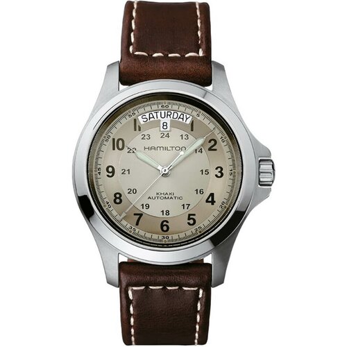 фото Наручные часы hamilton khaki field h64455523, серый, коричневый