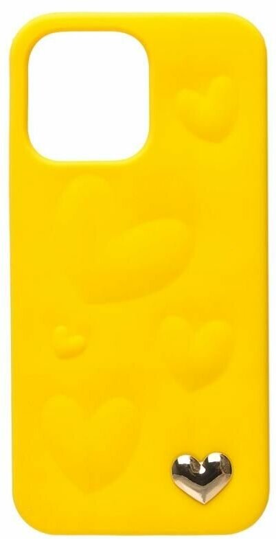 Чехол для iPhone 14 Pro Max силиконовый 3D сердце <желтый>