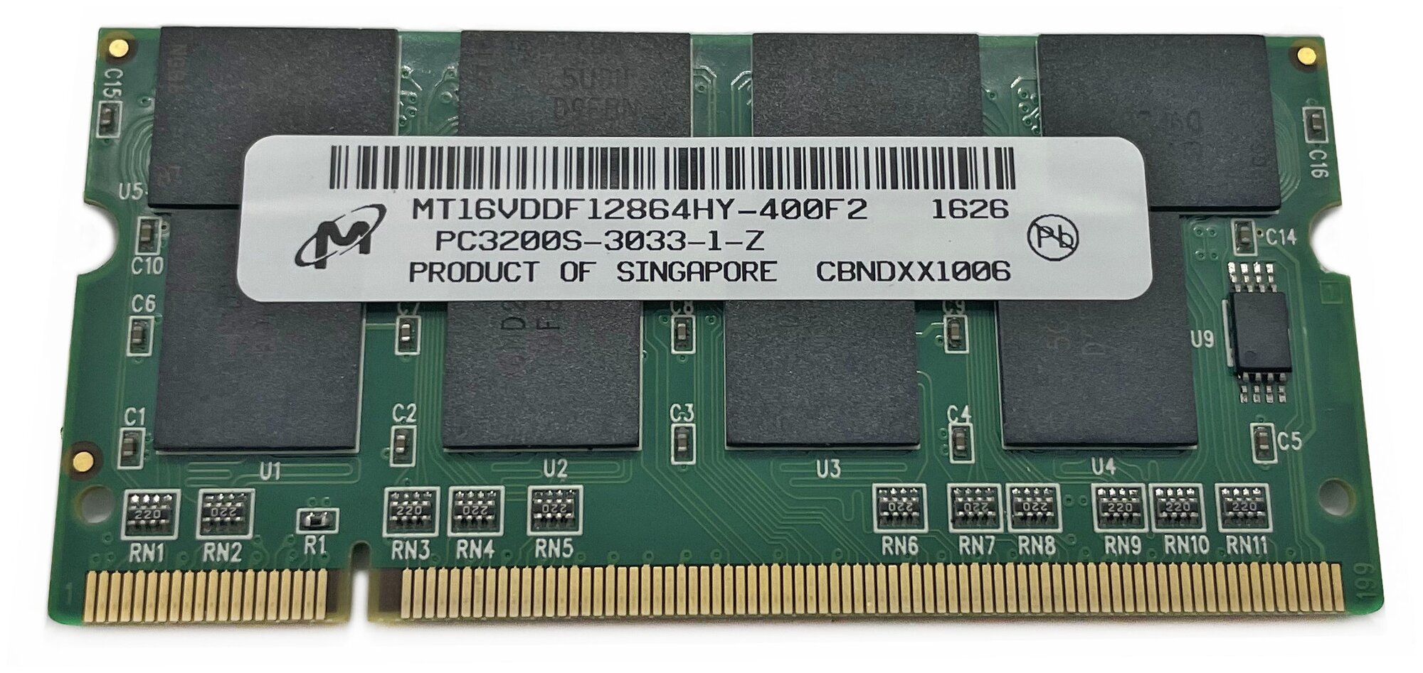 Оперативная память DDR 1Gb 400 Mhz Micron MT16VDDF12864HY-400F2 PC-3200 So-Dimm для ноутбука