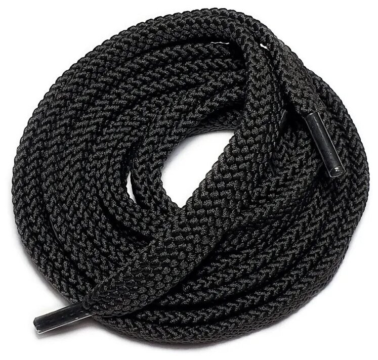 Шнурки LENKO широкие черные плоские 120 см, 15 мм