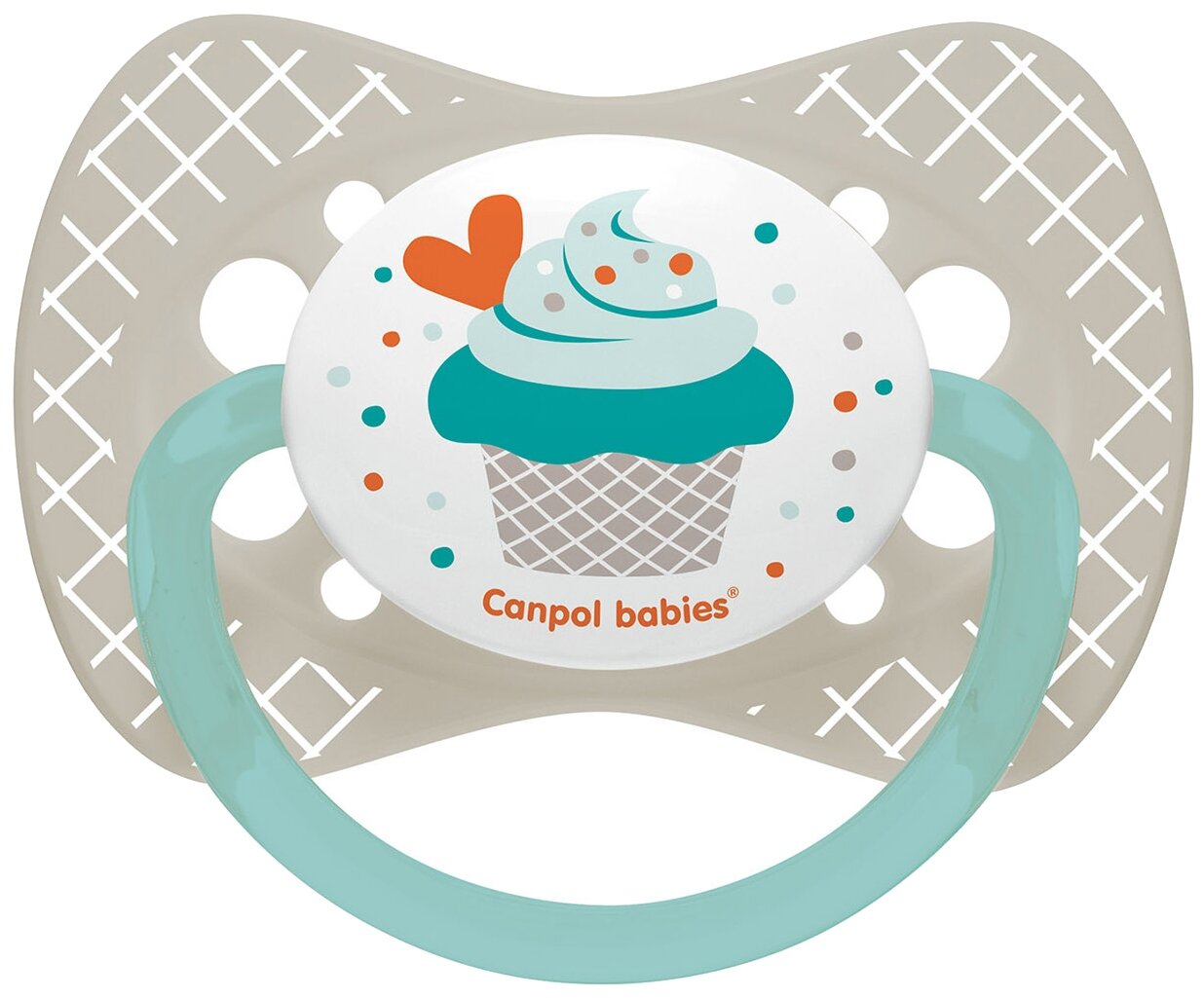 Пустышка симметричная силиконовая Canpol Babies Cupcake, 6-18 мес, серый