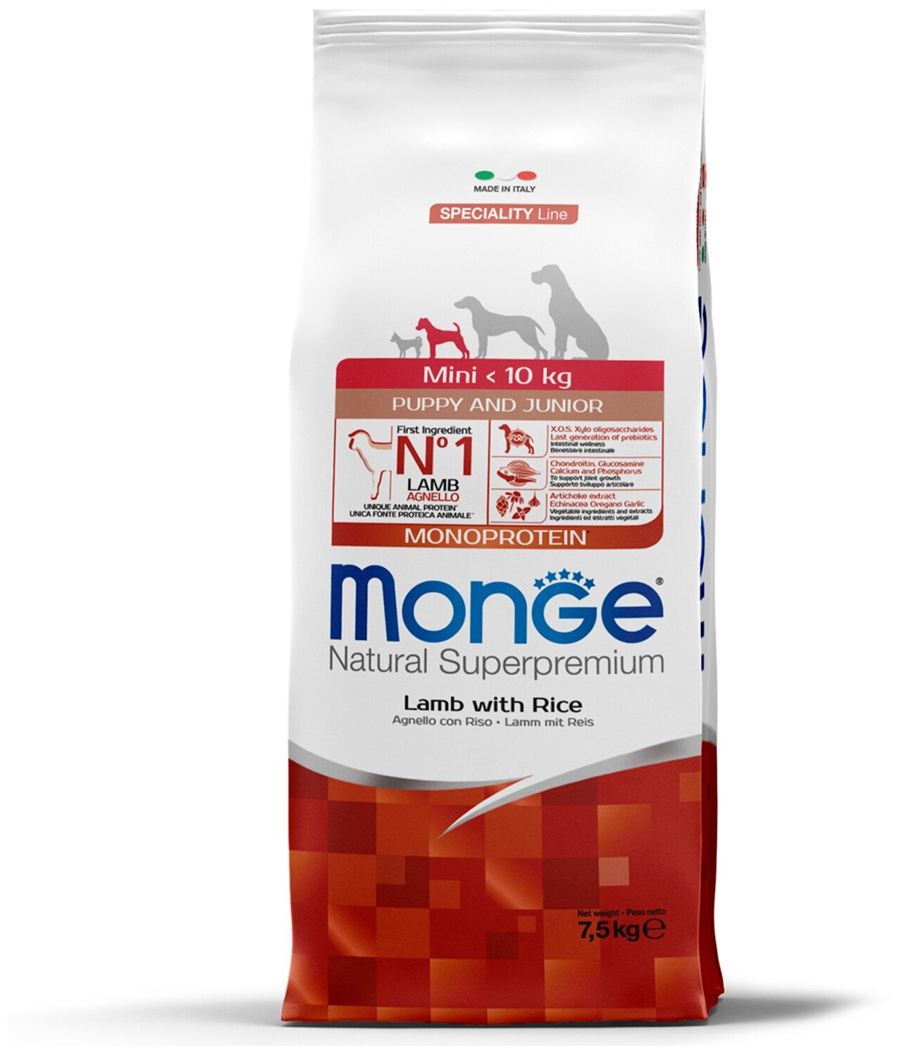 Monge Dog Speciality Line Monoprotein сухой корм для щенков мелких пород с ягненком и рисом - 7,5 кг