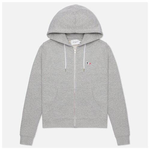 фото Женская толстовка maison kitsune tricolor fox patch zip hoodie серый , размер s
