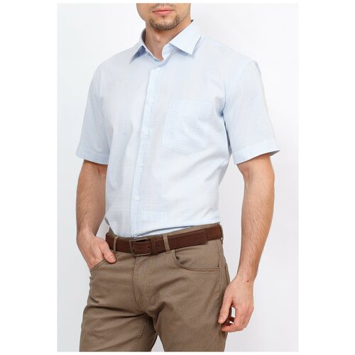 Рубашка мужская короткий рукав GREG Gb211/309/320/Z, Полуприталенный силуэт / Regular fit, цвет Голубой, рост 174-184, размер ворота 39