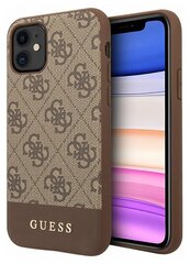 Чехол Guess 4G Stripe Metal logo Hard для iPhone 11, коричневый