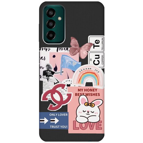 Матовый чехол Cute Stickers для Samsung Galaxy M13 / Самсунг М13 с 3D эффектом черный матовый чехол beatles stickers для samsung galaxy m13 самсунг м13 с 3d эффектом черный