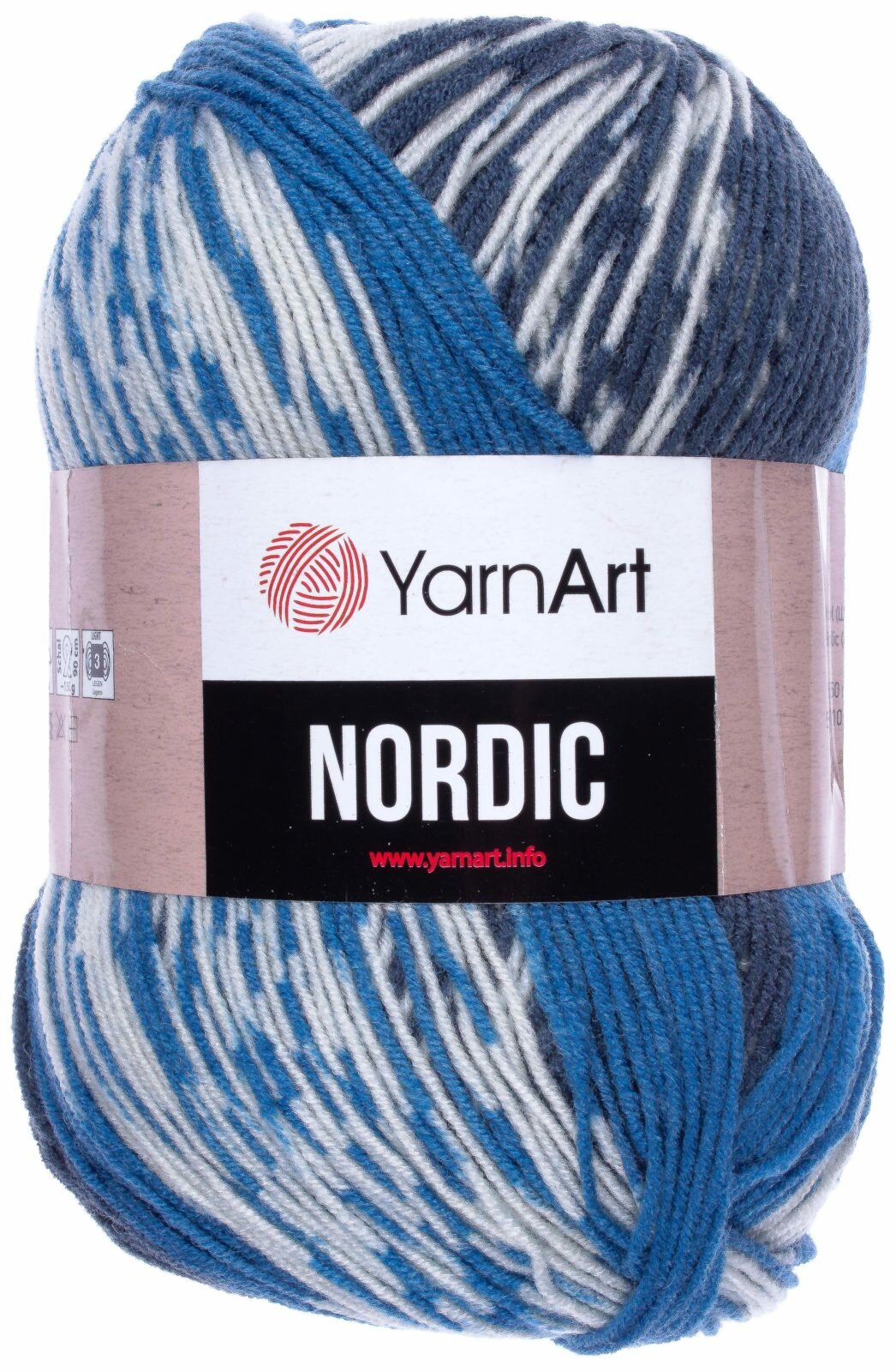 Пряжа YarnArt Nordic, цвет: 662 темно синий-синий-белый, 510 м, 150 г, 1 шт