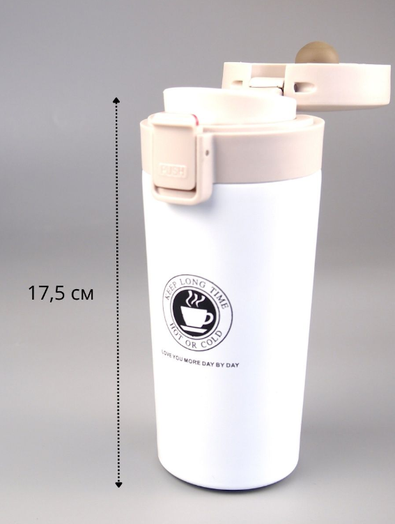 Термокружка металлическая, термостакан для чая и кофе, белая - фотография № 7