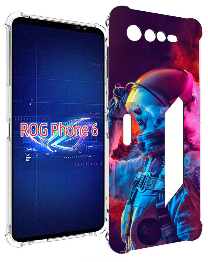 Чехол MyPads астронавт в дыму для Asus ROG Phone 6 задняя-панель-накладка-бампер
