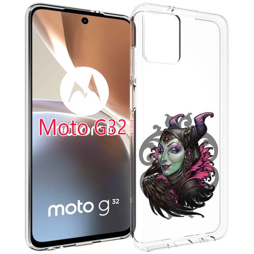 Чехол MyPads зеленая девушка с вороном для Motorola Moto G32 задняя-панель-накладка-бампер