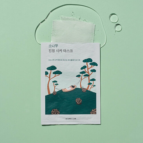 Маска Round Lab Успокаивающая маска с экстрактами сосны и центеллы / Pine Calming Cica Mask Sheet 27 мл.