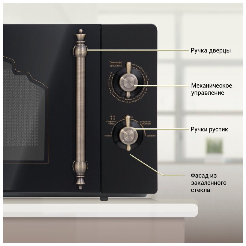 Микроволновая печь HIBERG VM-4288 BR черная ретро - фотография № 4