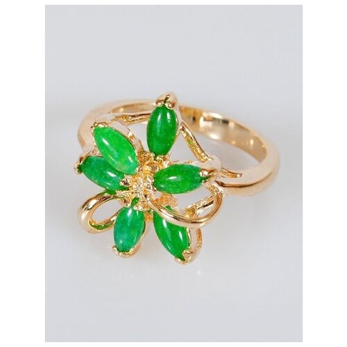 фото Кольцо lotus jewelry, бижутерный сплав, золочение, хризопраз, размер 18, зеленый