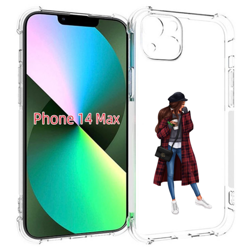 Чехол MyPads девушка-в-клетчатом-пальто для iPhone 14 Plus (6.7) задняя-панель-накладка-бампер чехол mypads девушка в клетчатом пальто для iphone 14 pro max задняя панель накладка бампер