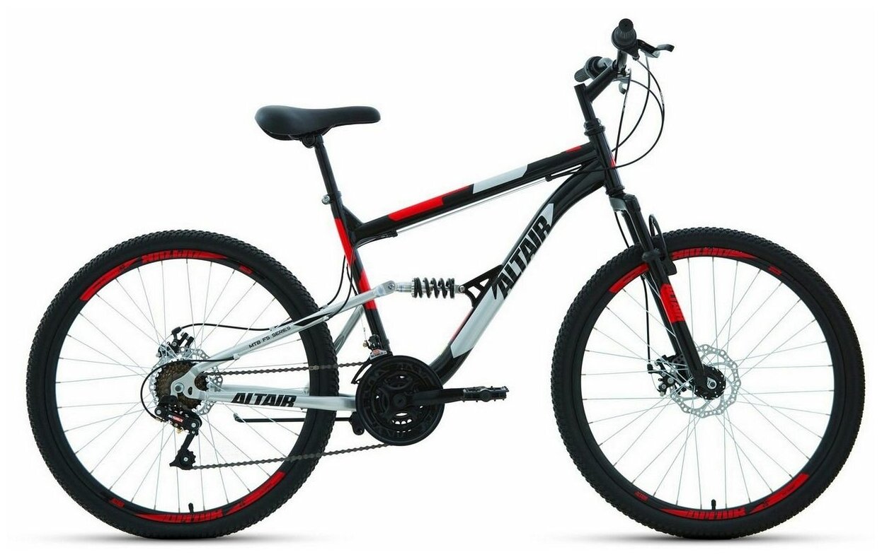 Велосипед ALTAIR MTB FS 2.0 D 26" (2022) (Велосипед ALTAIR MTB FS 26 2.0 D (26" 18 ск. рост. 16") 2022, черный/красный, RBK22AL26067)