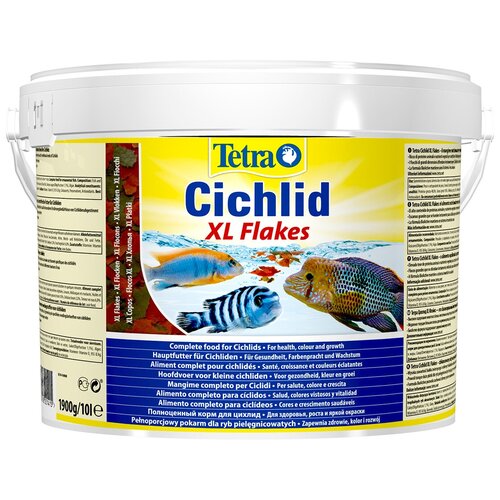 Корм для всех видов рыбок-цихлид Tetra Cichlid XL крупные хлопья, ведро 10 л
