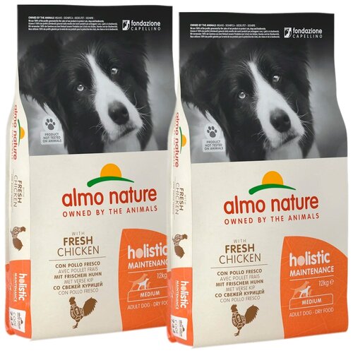 ALMO NATURE ADULT DOG MEDIUM & CHICKEN для взрослых собак средних пород с курицей (12 + 12 кг) cibau adult maxi для взрослых собак крупных пород с курицей 12 12 кг