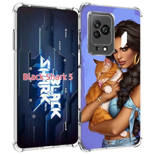Чехол MyPads девушка-красивая-с-синим-фоном женский для Xiaomi Black Shark 5 задняя-панель-накладка-бампер