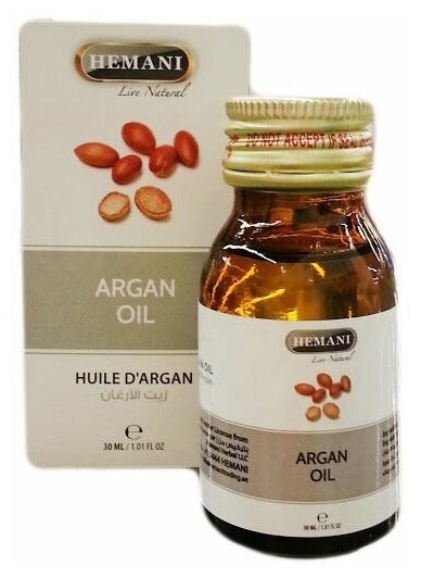 Масло Аргановое Хемани (Argan oil Hemani) для питания и увлажнения кожи, для восстановления и укрепления волос, 30 мл