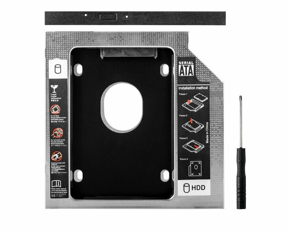 Адаптер для установки жестких дисков HDD SSD в отсек привода ноутбука 9.5 мм / mSATA Second HDD SSD Caddy OPTIBAY
