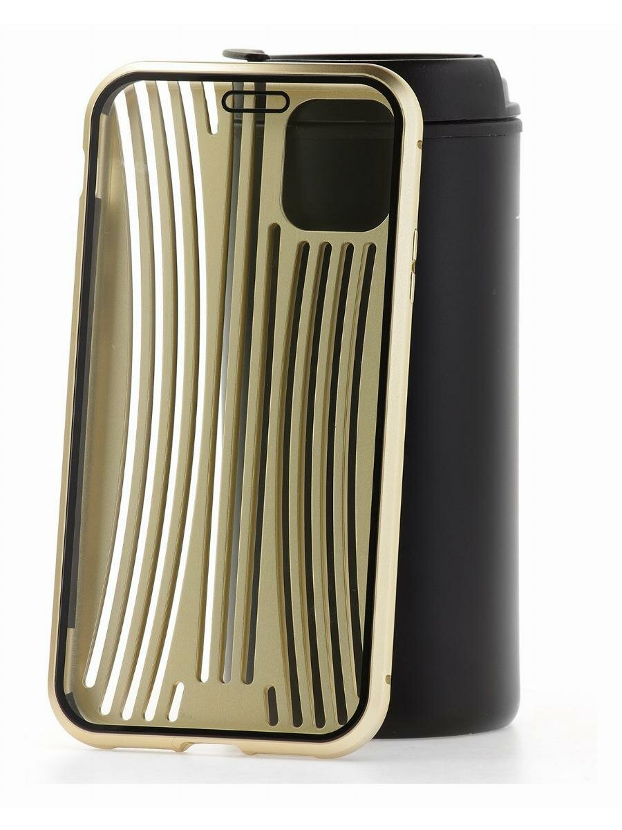 Чехол для Apple iPhone 11 Kruche Metal Suitcase Gold, противоударный кейс, защитная накладка, силиконовый бампер