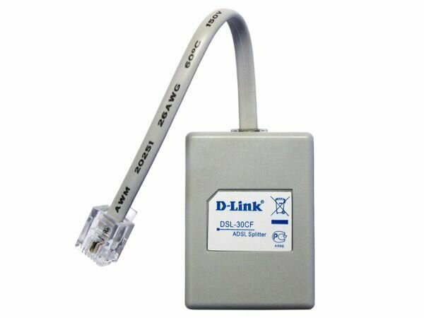 Сплиттер ADSL2+ D-Link DSL-30CF/RS Annex A c телефонным кабелем 12 см