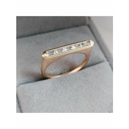 Кольцо, бижутерный сплав, искусственный камень, циркон, размер 19, золотой