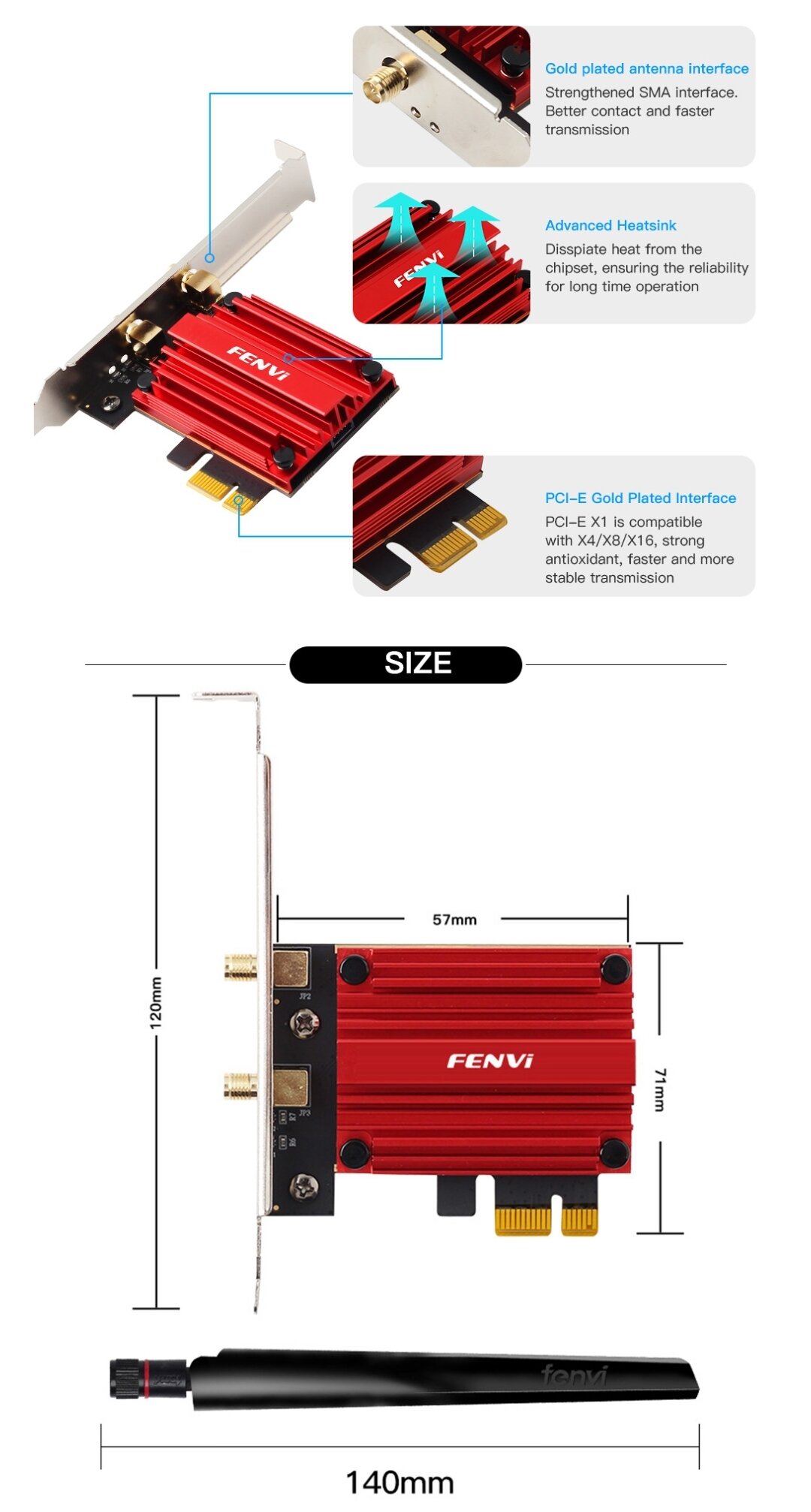 Двухдиапазонный беспроводной Wi-Fi-адаптер Fenvi PCE-AXE3000 Wi-Fi 6E AX210 Bluetooth 53 5374 Mb/s с 2 4 Г 5 ГГц 6 Г Wi-Fi 802 11 AX AC