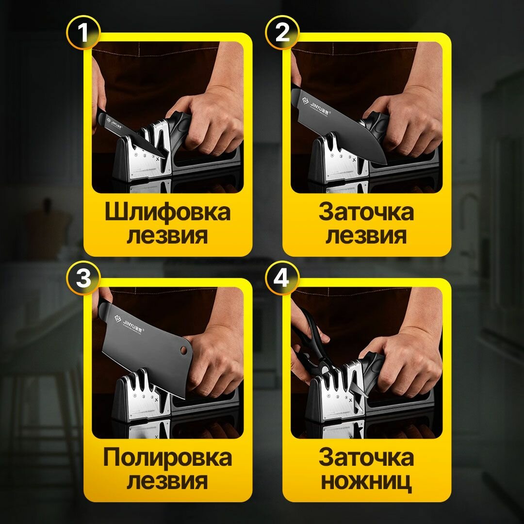 Безопасная точилка для ножей и ножниц 5 в 1, механическое ручное точило. — фото 1