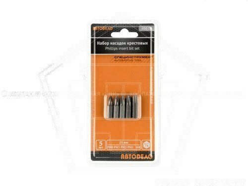 Набор бит ph0-ph4 крест.(5 шт 25мм) автоdело (40628)