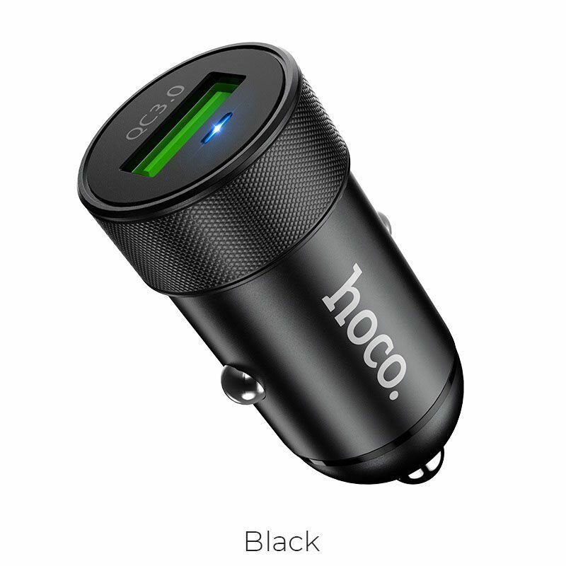 Автомобильный адаптер АЗУ - USB Hoco Z32, 3A, QC3.0, черный
