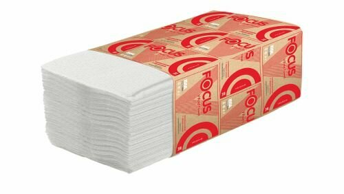 Бумажные Полотенца Бумажные полотенца листовые FOCUS PREMIUM 23*20,5 см, 200 листов V-сложения 2 сл, 1 упаковка - 15 пачек, п/э(5083740)