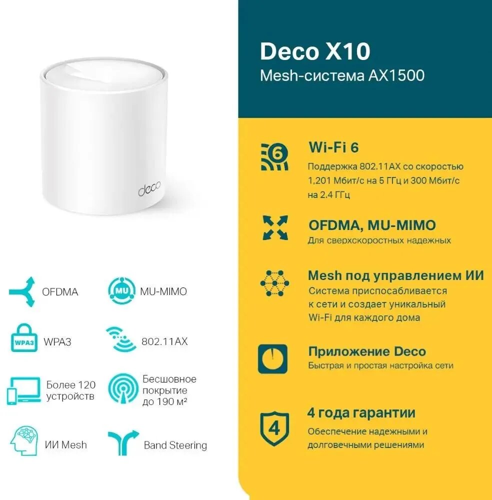 Маршрутизатор TP-LINK AX1500 домашняя Mesh Wi-Fi 6, до 300 Мбит/с на диапазоне 2,4 ГГц + до 1201 Мбит/с на диапазоне 5 ГГц - фото №9