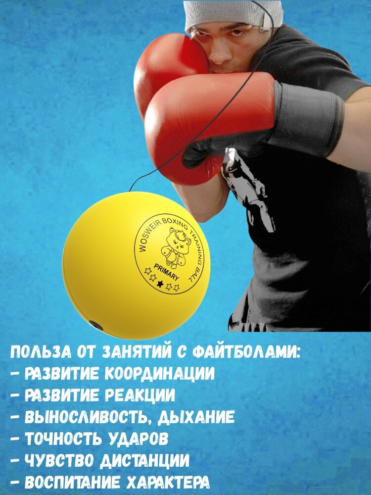 Файтбол для бокса набор боевой мяч на резинке тренажер FightBall Sparring ball FIT-BRO — фото 1