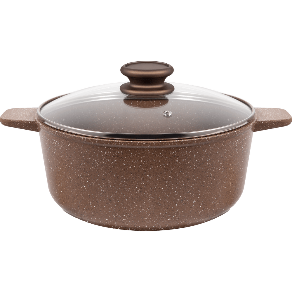 Кастрюля MAUNFELD CARMEL MF22CRM01CR из литого алюминия со стеклянной крышкой, 22 см, 3 л