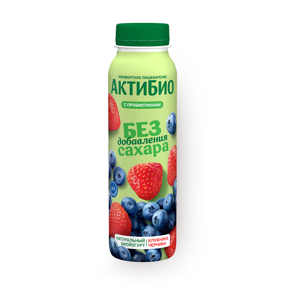 Йогурт питьевой «Актибио» клубника-черника без добавления сахара 1,5%