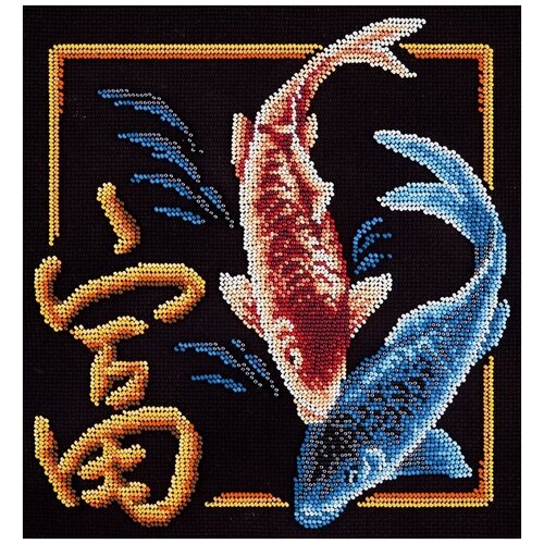 PANNA Набор для вышивания бисером Иероглиф Богатство (I-1983), разноцветный, 25 х 24 см