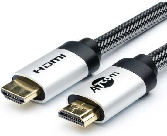 Кабель ATcom 15.0м HDMI -HDMI (HIGH speed, Metal gold, в чулке, в пакете)