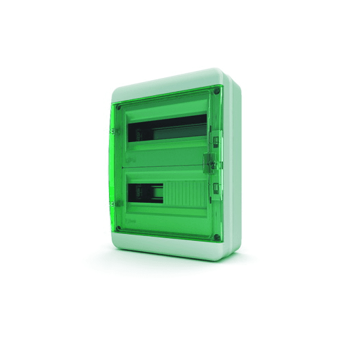 бокс навесной tekfor bnz 65 24 1 на 24 модуля с клеммами ip65 зеленая дверь Бокс навесной Tekfor BNZ 65-24-1 на 24 модуля с клеммами, прозрачная зелёная дверь