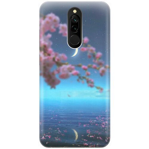 фото Ультратонкий силиконовый чехол-накладка для xiaomi redmi 8 с принтом "месяц и сакура" gosso