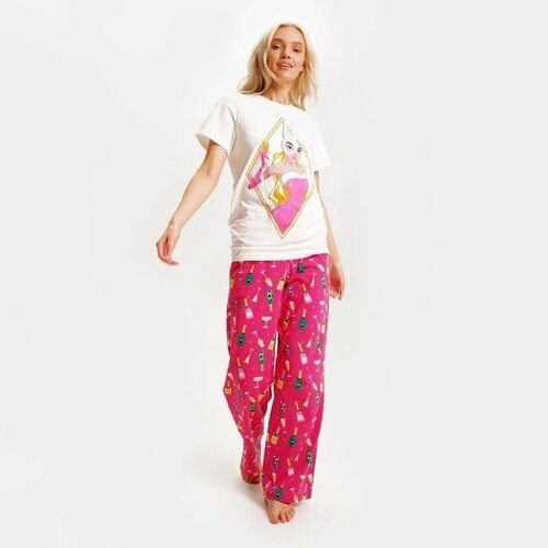 Пижама , размер 40/42, белый, розовый пижама новогодняя baroshakids гномы размер 116