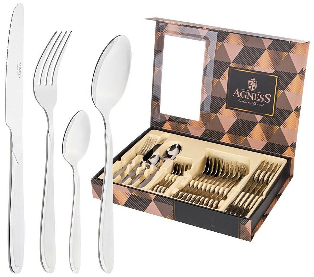 фото Agness Набор столовых приборов 942-044, 24 предмета