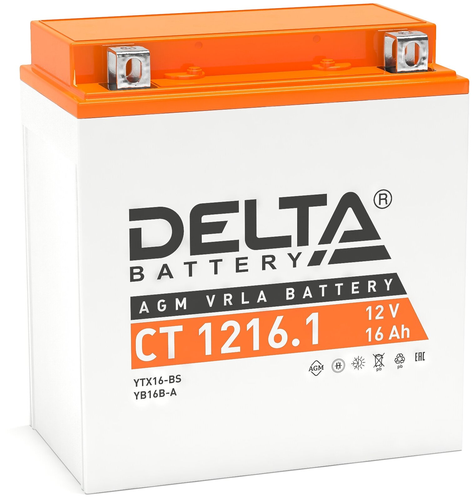 Аккумулятор Delta Battery Мото Agm 16 А/Ч Прямая L+ 151x88x164 En230 А DELTA battery арт. CT 1216.1