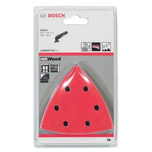 Bosch 10 шлифлист 93ММ RED WOOD GOP/PMF (2608607541)